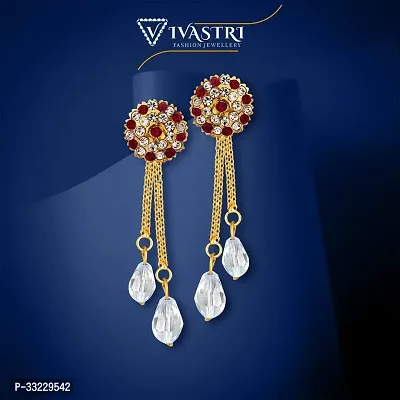 Traditional Golden Alloy Cubic Zirconia Earrings For Women-thumb0