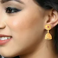 VIVASTRI Golden Alloy  Jhumkas Earrings For Women-thumb3