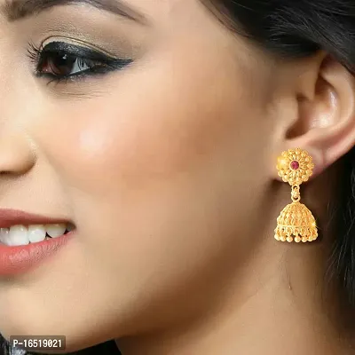 VIVASTRI Golden Alloy  Jhumkas Earrings For Women-thumb4