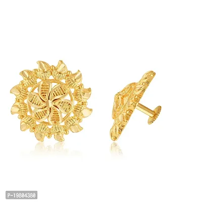 Vivastri Golden  Alloy Cubic Zirconia Studs Earrings For Women-thumb4