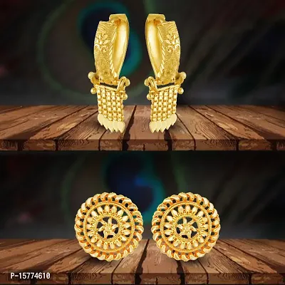 VIVASTRI Golden Alloy  Studs Earrings For Women