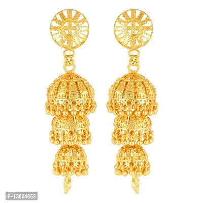 Golden Brass  Jhumkas Earrings For Women