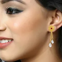 Beautiful Alloy Golden Removable Stud Jhumki Chain Drop Earring For Women-thumb1