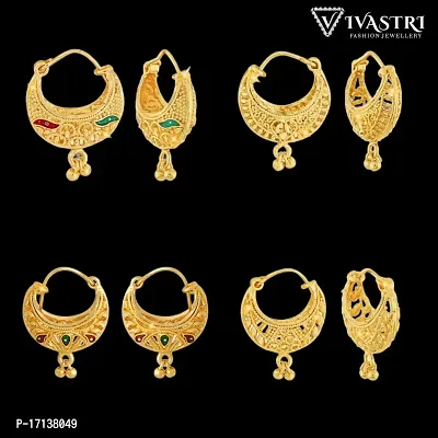 Vivastri Golden Alloy  Chandbalis Earrings For Women-thumb0