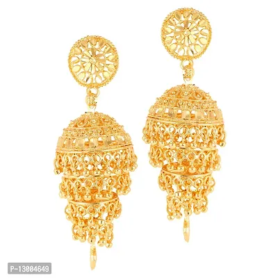 Golden Brass  Jhumkas Earrings For Women