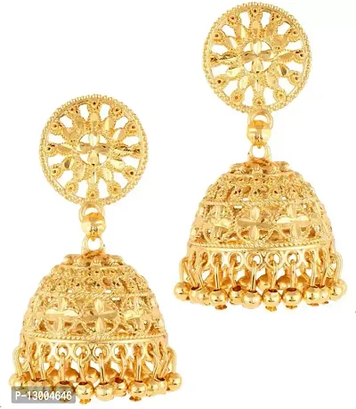 Golden Brass  Jhumkas Earrings For Women-thumb0