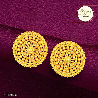 Golden Brass  Studs Earrings For Women-thumb3