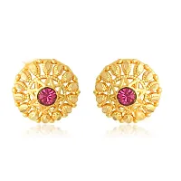 VIVASTRI Golden Alloy Cubic Zirconia Studs Earrings For Women-thumb2