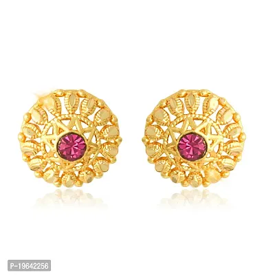 VIVASTRI Golden Alloy Cubic Zirconia Studs Earrings For Women-thumb3