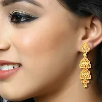 Golden Brass  Jhumkas Earrings For Women-thumb1