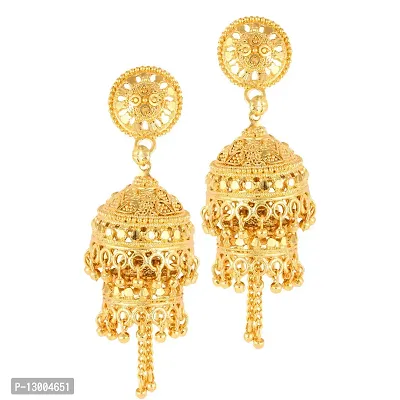 Golden Brass  Jhumkas Earrings For Women