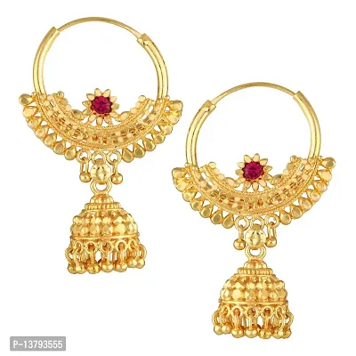 Beige Brass American Diamond Jhumkas Earrings For Women-thumb2