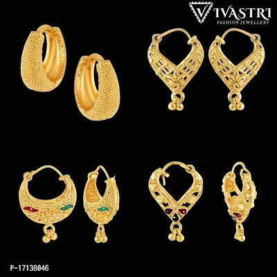 Vivastri Golden Alloy  Chandbalis Earrings For Women-thumb0