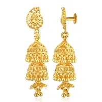 Golden Brass  Jhumkas Earrings For Women-thumb1