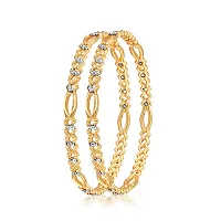 Elegant Golden Alloy Bangles For Women 2Pcs-thumb4