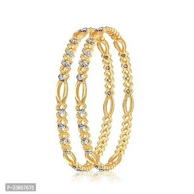 Elegant Golden Alloy Bangles For Women 2Pcs-thumb5