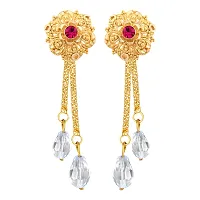 Beautiful Alloy Golden Removable Stud Jhumki Chain Drop Earring For Women-thumb2