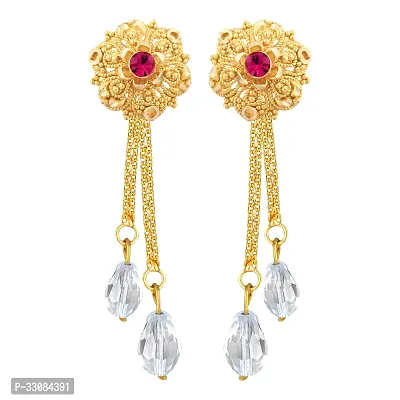 Beautiful Alloy Golden Removable Stud Jhumki Chain Drop Earring For Women-thumb3