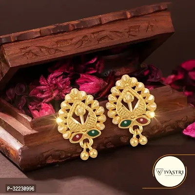 Golden Brass  Studs Earrings For Women-thumb4