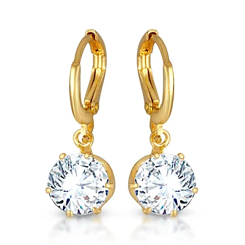 Stylish Brass Cubic Zirconia Studs Earrings For Women