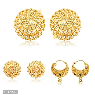 VIVASTRI Golden Alloy  Studs Earrings For Women