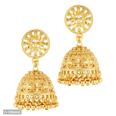 Golden Brass  Jhumkas Earrings For Women