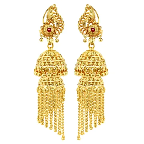 Traditional wear Plated Screw back alloy Jhumki Earring for Women and Girls