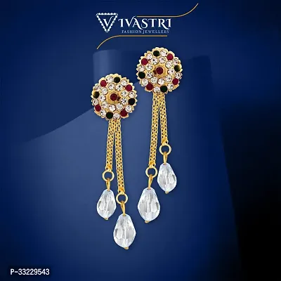 Traditional Golden Alloy Cubic Zirconia Earrings For Women-thumb0