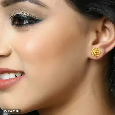 VIVASTRI Golden Alloy  Studs Earrings For Women-thumb3