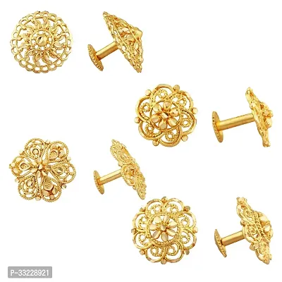 Traditional Golden Alloy Cubic Zirconia Earrings For Women Pair Of 4-thumb0