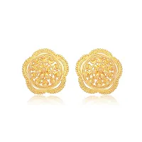 VIVASTRI Golden Alloy Cubic Zirconia Studs Earrings For Women-thumb3