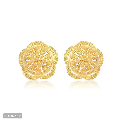 VIVASTRI Golden Alloy Cubic Zirconia Studs Earrings For Women-thumb4