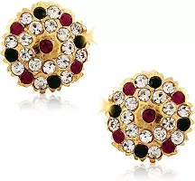 Traditional Golden Alloy Cubic Zirconia Earrings For Women Pair Of 4-thumb2