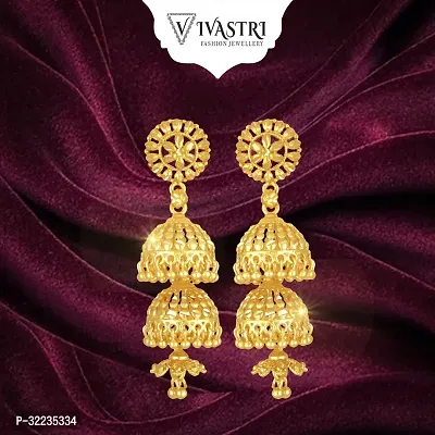 Golden Brass  Jhumkas Earrings For Women-thumb0