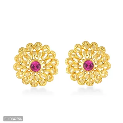 VIVASTRI Golden Alloy Cubic Zirconia Studs Earrings For Women-thumb4