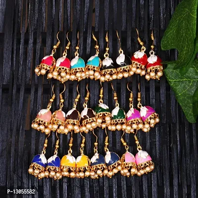 Golden Brass  Jhumkas Earrings For Women-thumb2