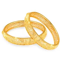 Elegant Golden Alloy Bangles For Women 2Pcs-thumb3