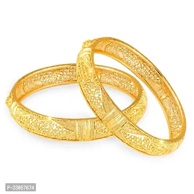 Elegant Golden Alloy Bangles For Women 2Pcs-thumb4