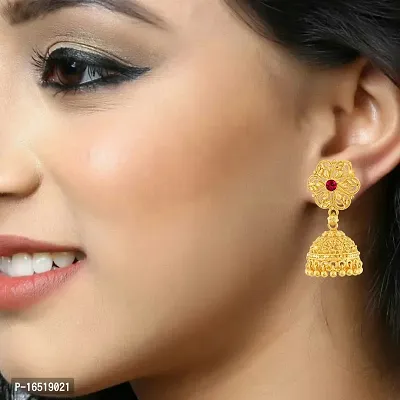 VIVASTRI Golden Alloy  Jhumkas Earrings For Women-thumb2