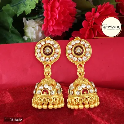 Golden Alloy  Jhumkas Earrings For Women