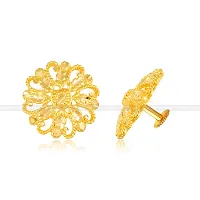 Vivastri Golden  Alloy Cubic Zirconia Studs Earrings For Women-thumb2