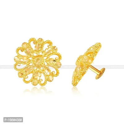 Vivastri Golden  Alloy Cubic Zirconia Studs Earrings For Women-thumb3