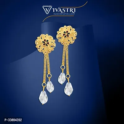 Beautiful Alloy Golden Removable Stud Jhumki Chain Drop Earring For Women-thumb0