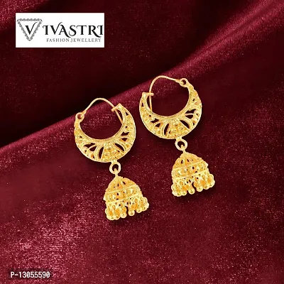 Golden Brass  Jhumkas Earrings For Women-thumb3