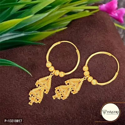 Golden Brass  Studs Earrings For Women