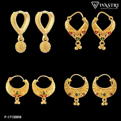 Vivastri Golden Alloy  Chandbalis Earrings For Women-thumb0