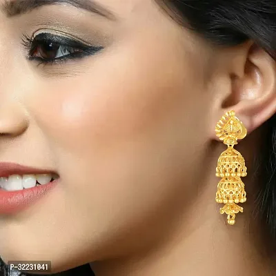 Golden Brass  Jhumkas Earrings For Women-thumb2