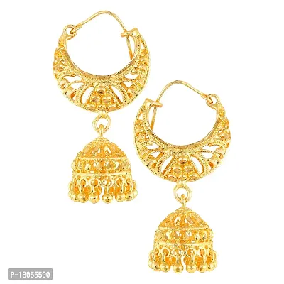 Golden Brass  Jhumkas Earrings For Women-thumb0