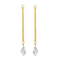 VIVASTRI Golden Alloy Cubic Zirconia Jhumkas Earrings For Women-thumb3