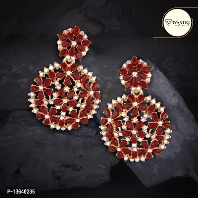 Brown Brass Diamond Chandbalis Earrings For Women